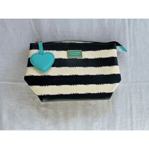 Betsey Johnson New York Purse/Clutch, Black & White Stripe, Blue Accents